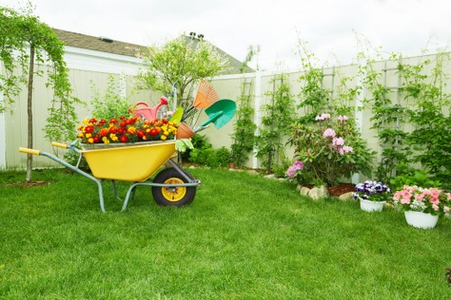 Stylish landscaped urban garden in Hoxton with paving and planting